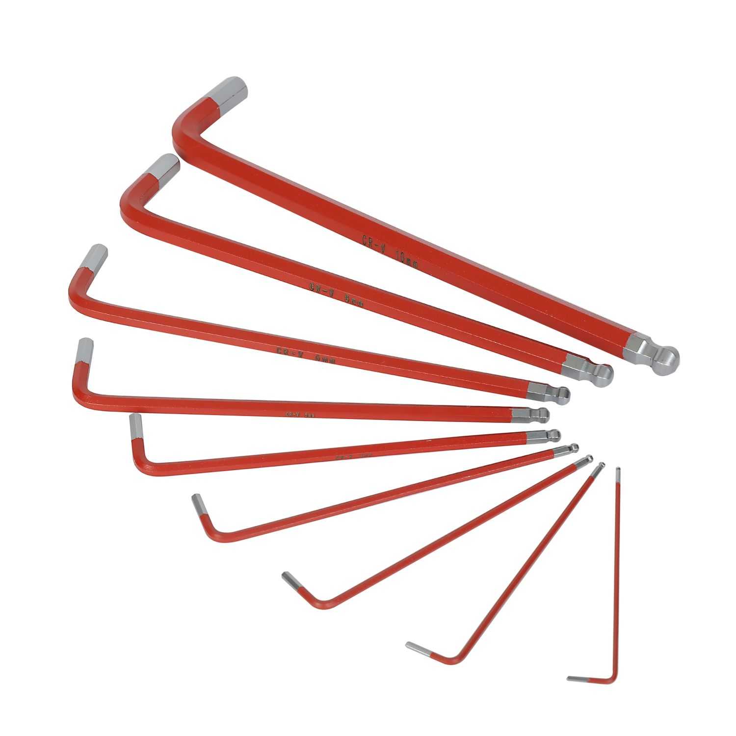 9-Piece Ballpoint Metric Hex Key Set, 1.5-10mm