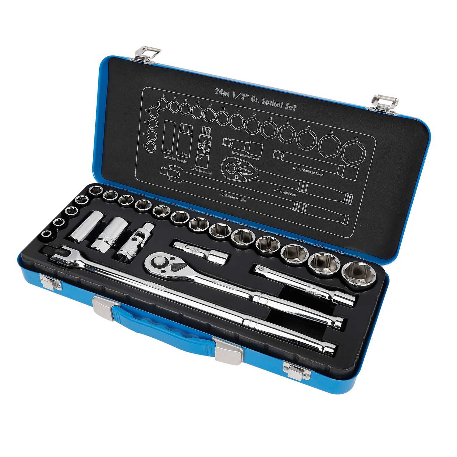 1/2 In. Drive Metric Socket Set, 24-Pieces