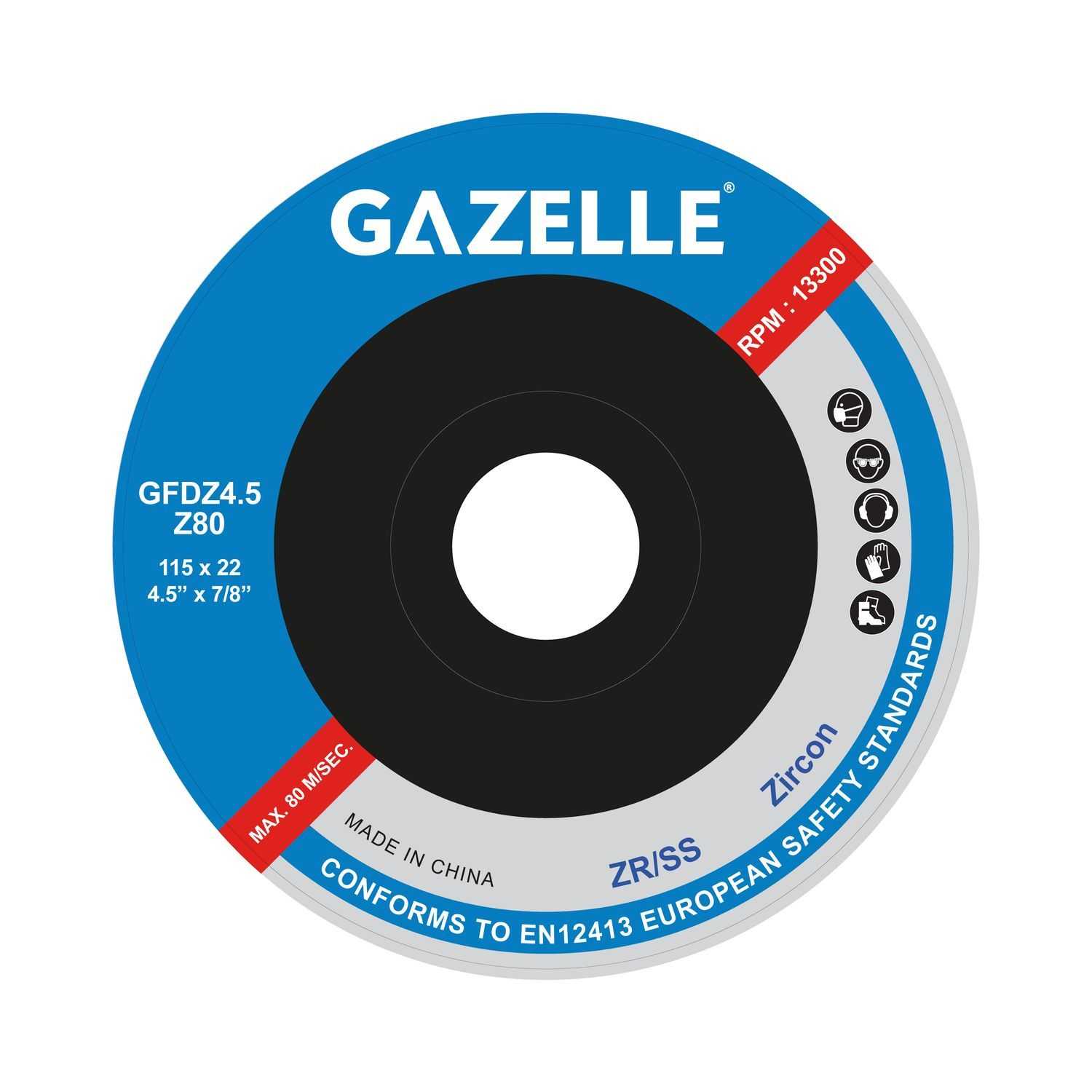 4.5 In. Zircon Flap Disc (115mm), 80 Grit