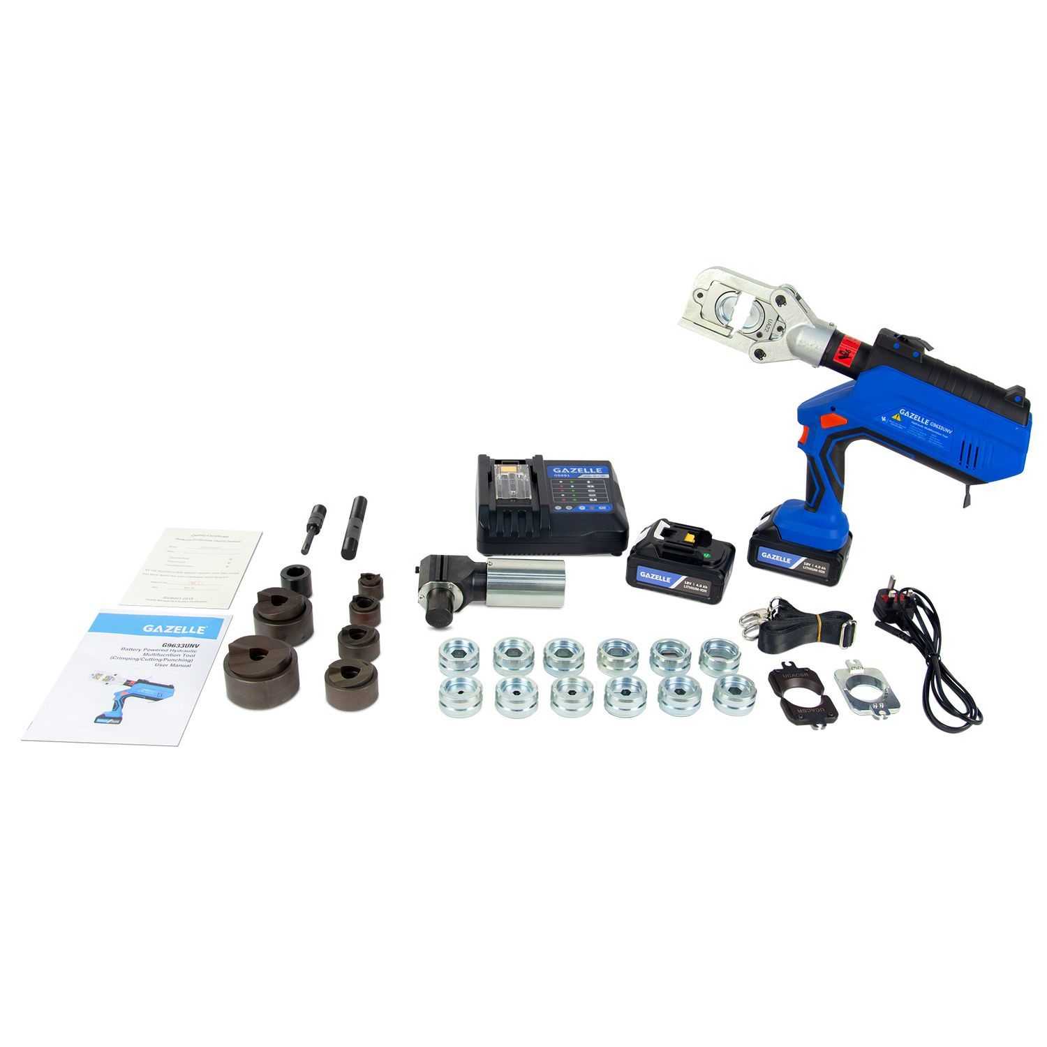 3-in-1 18V Cordless Hydraulic Crimping Tool, Max Crimping Capacity 6-300mm² with Dies