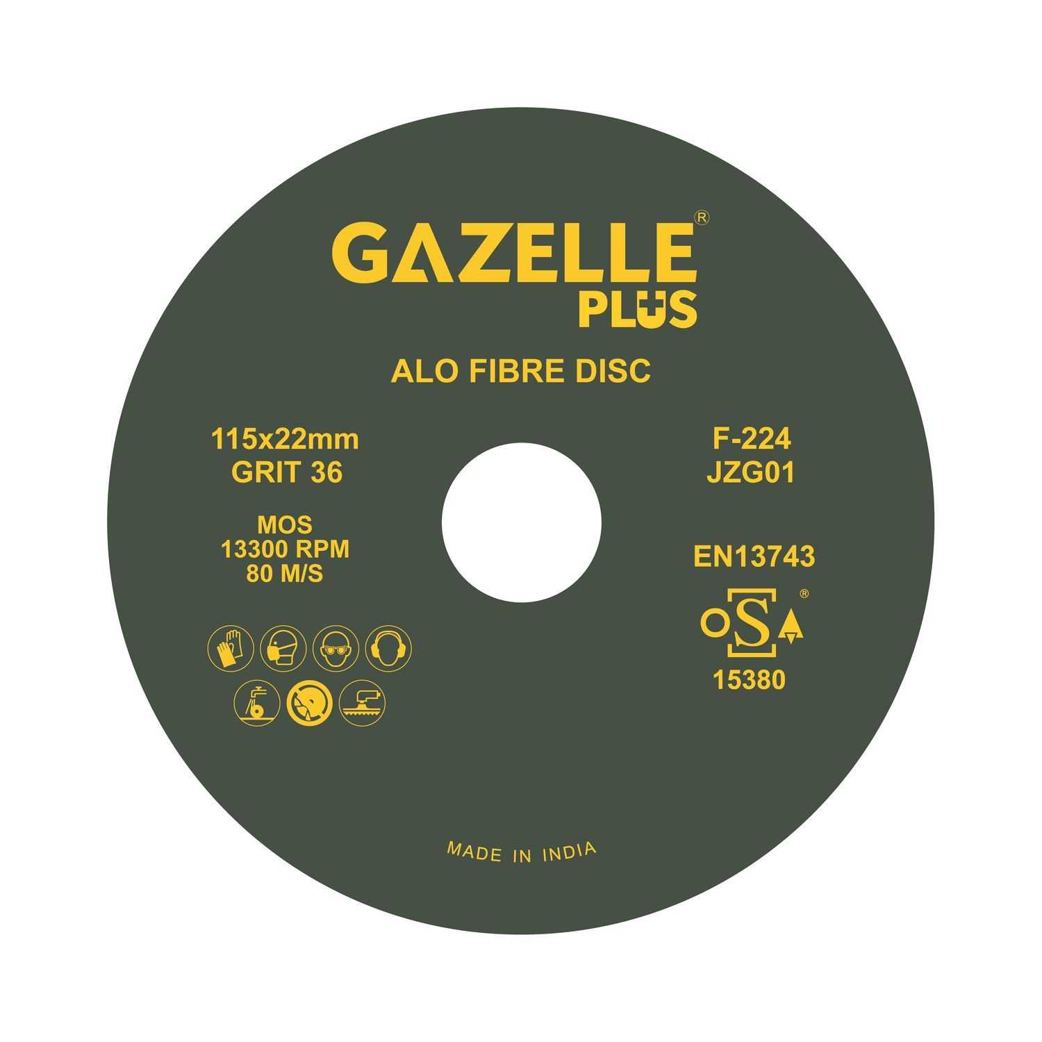 4.5 In. Coated Fibre Sanding Discs (115mm) 36 Grits