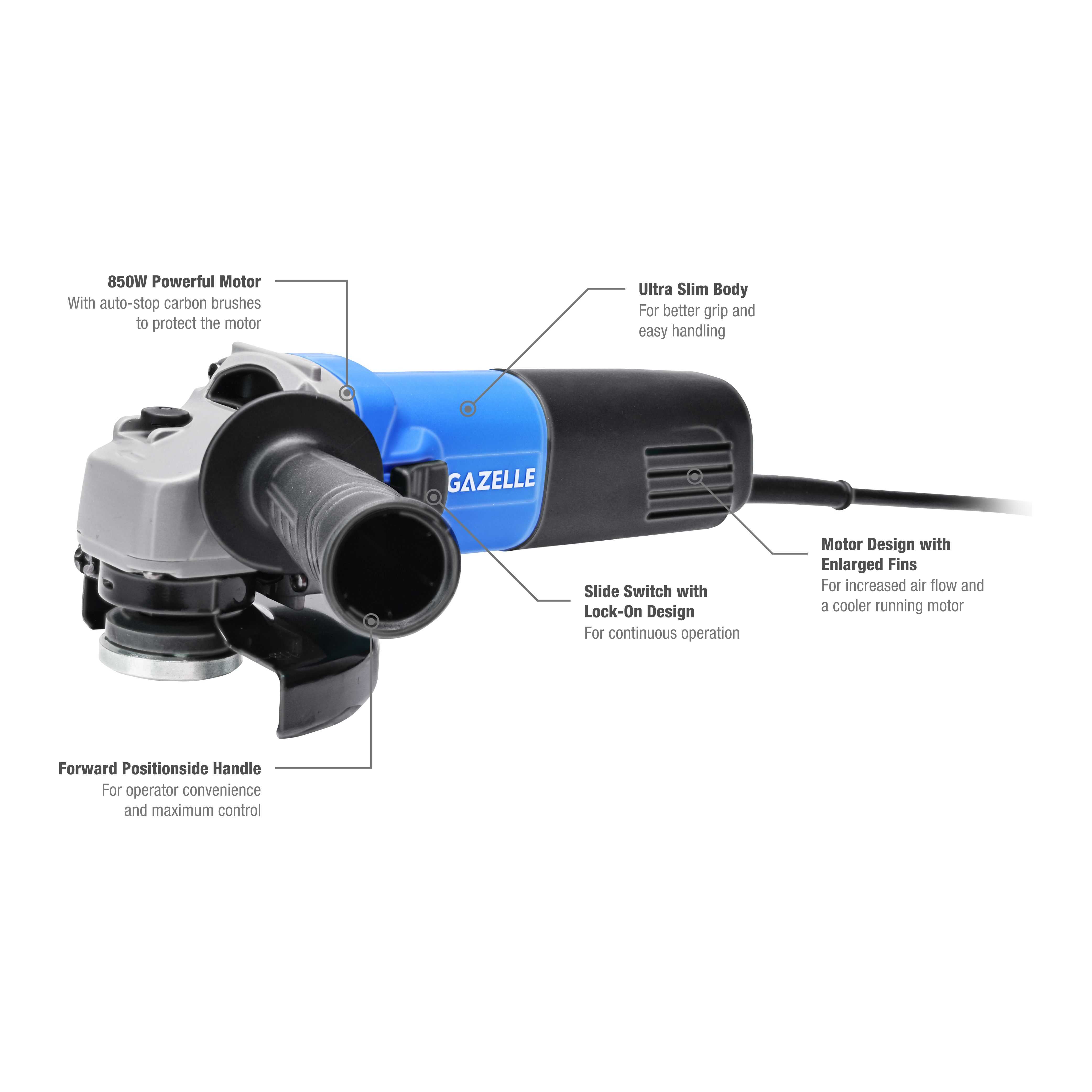 220V 4.5" Angle Grinder with Slide Switch, 850W