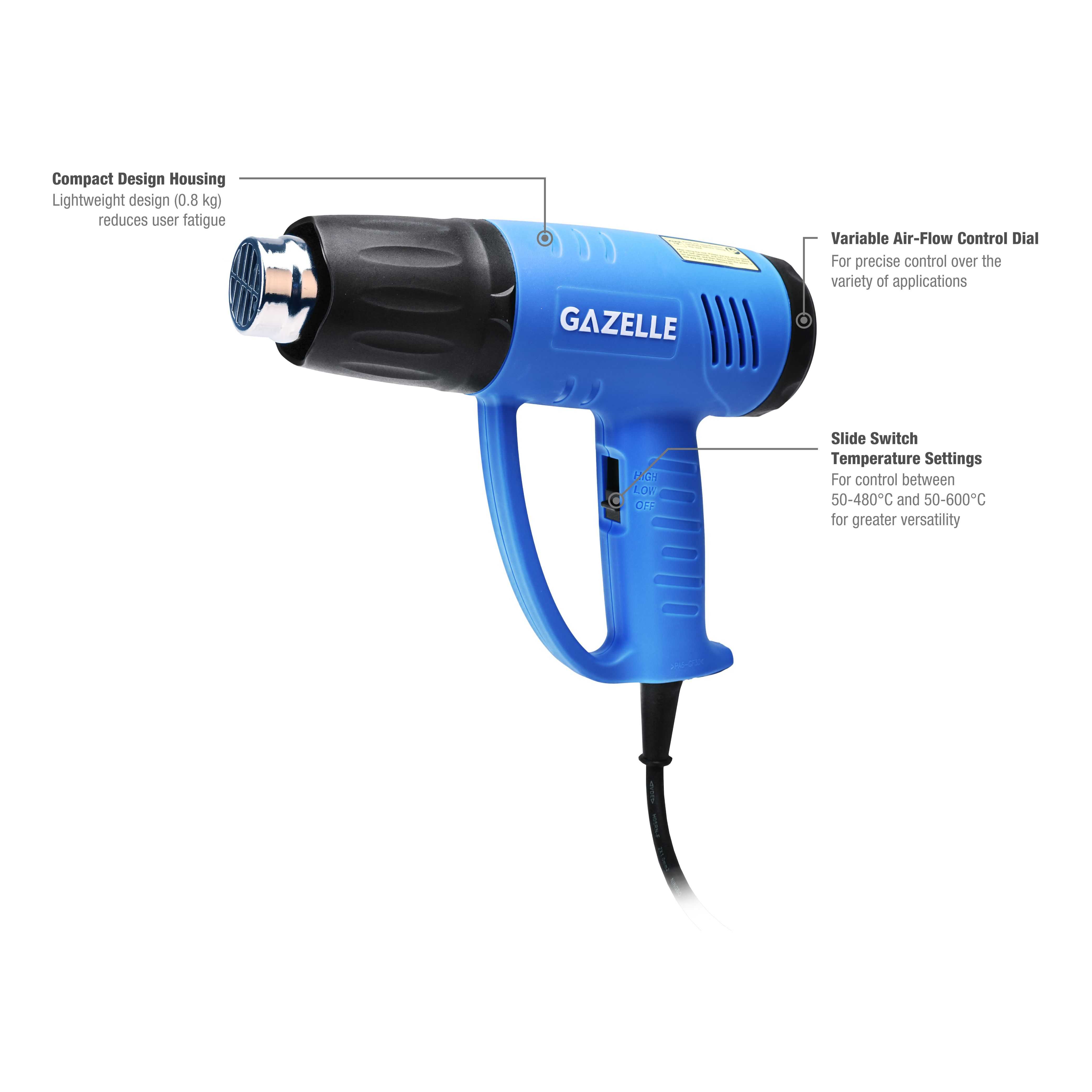220V Variable Speed Heatgun, 2000W, 600°C