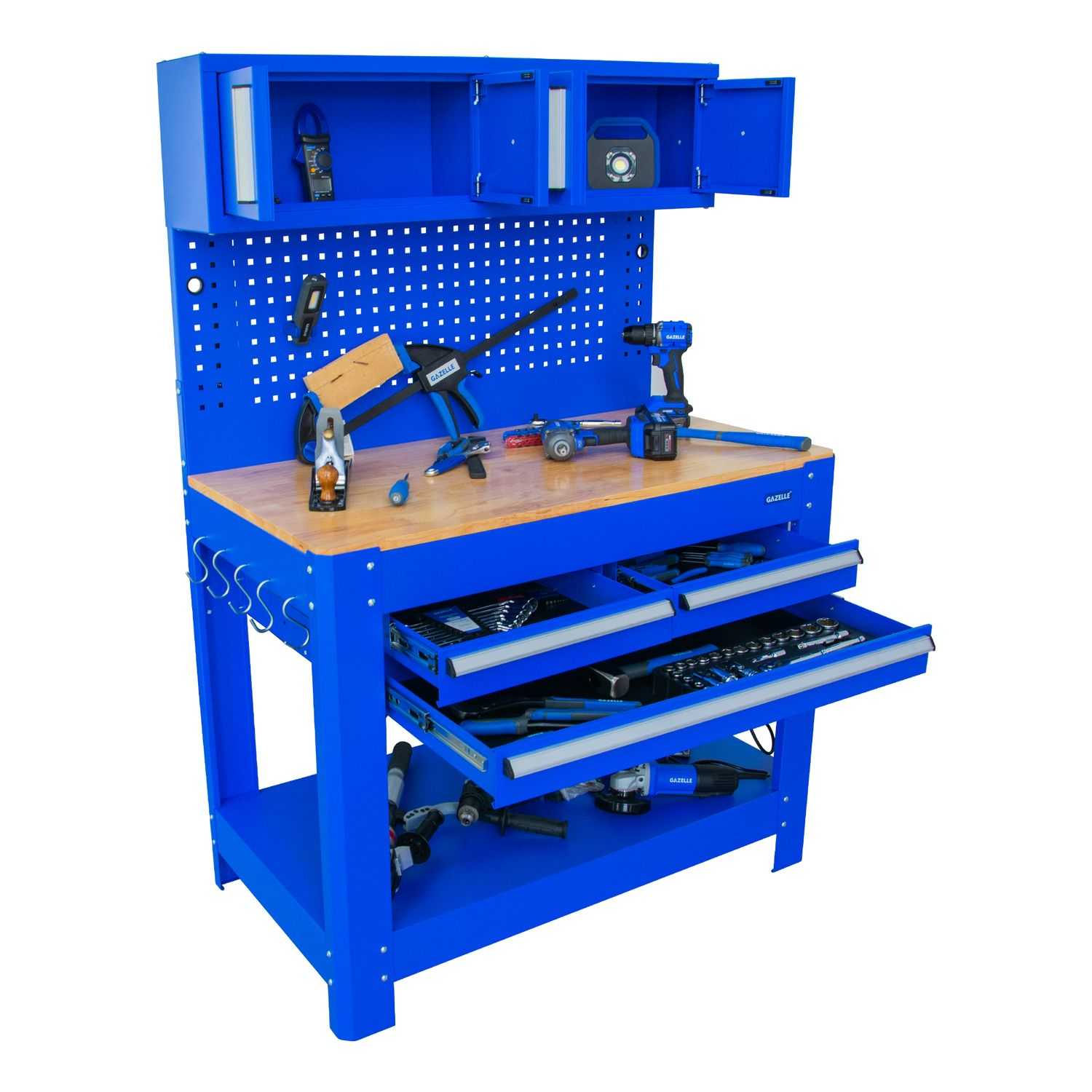 45 In. Tool Cabinet, with 3 Drawer & 2 Closed Shelf Cabinet