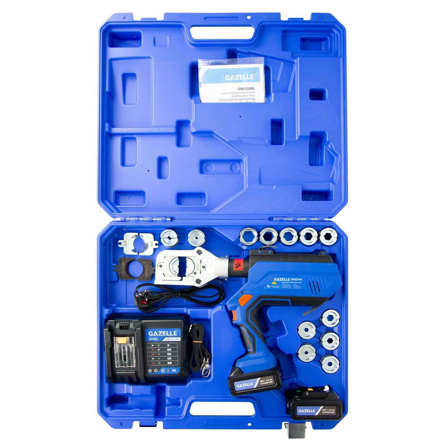 3-in-1 18V Cordless Hydraulic Crimping Tool, Max Crimping Capacity 6-300mm² with Dies